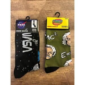 Albert Einstein And NASA Crew Socks (Brand New)